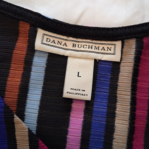 Dana Buchman Bold Striped Faux Wrap Blouse Size Large - Picture 5 of 5